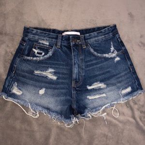 High-wasted jean shorts
